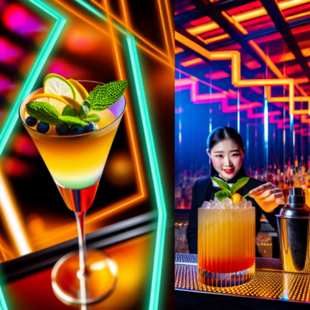 Signature cocktails aan een neonverlichte bar in de sportlounge