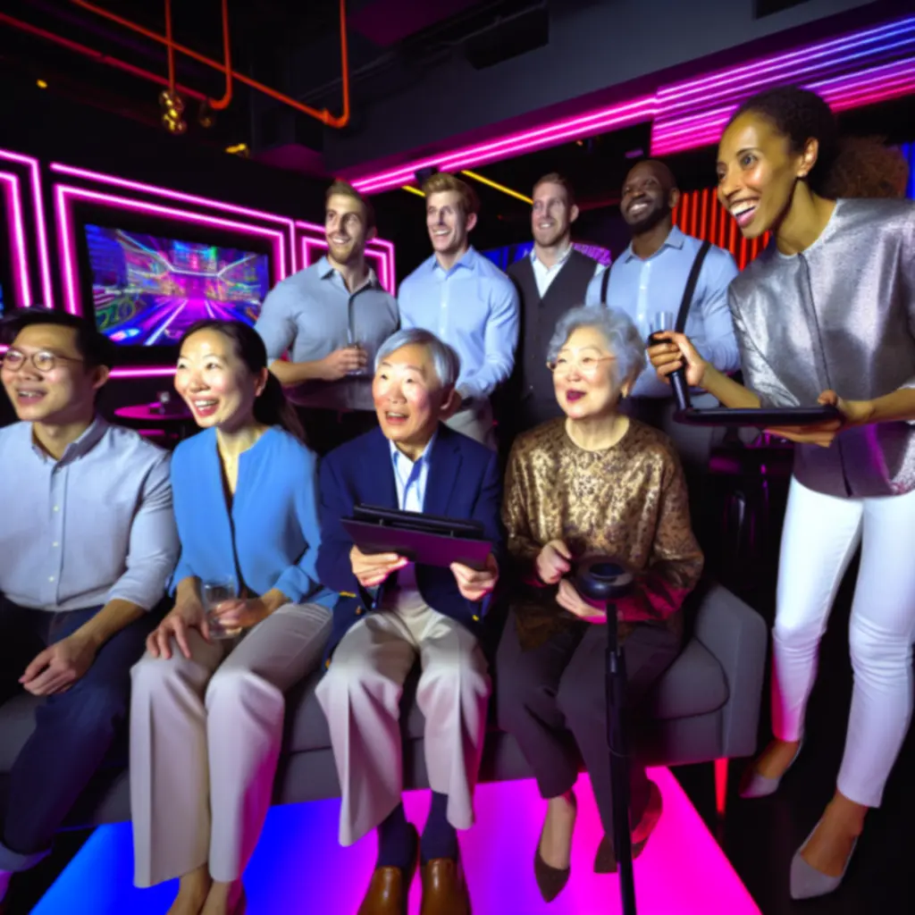 Groep vrienden die samen een event in een sportlounge vieren